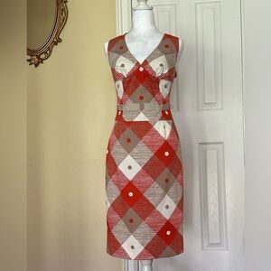 Cacharel Halter Plaid Dress Back Zipper Lined Italian Made Cotton No Size Tag